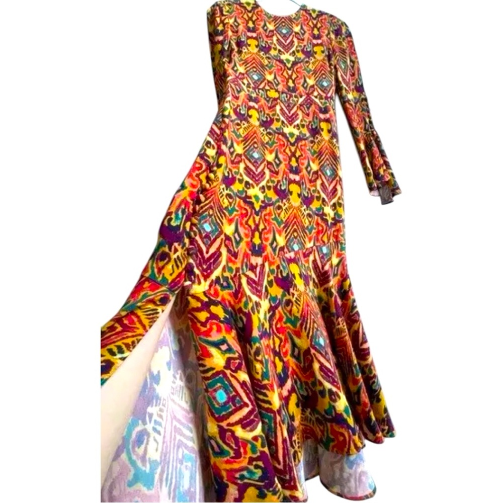 Prabal Gurung Rania Geometric Print 3/4-Sleeve Midi Dress Size 0 Used - Picture 2 of 3